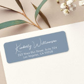 Minimal Script Dusty Blue Return Address ラベル