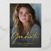 Minimal Script Graduation Foil Photo Announcement 箔招待状 (正面)