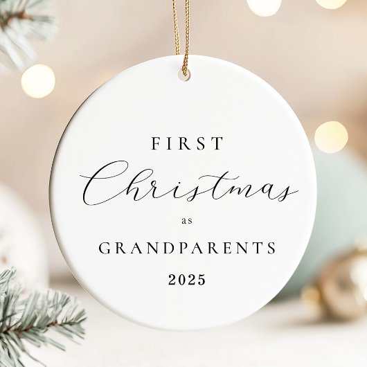 Minimal Script Grandparents Christmas Ornament セラミックオーナメント