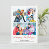 Minimal Script Happy Holidays 4 Photos Calendar シーズンカード (スタンド正面)