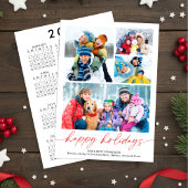Minimal Script Happy Holidays 4 Photos Calendar シーズンカード