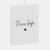 Minimal Script Heart Drive Safe Car Ornament メタルオーナメント (正面右)