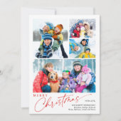 Minimal Script Merry Christmas 4 Photos Calendar シーズンカード (正面)