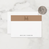 Minimal Script Metallic Taupe Gold Monogram ノートカード (正面/裏面インサイチュ)