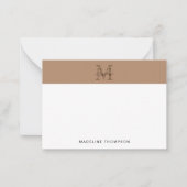 Minimal Script Metallic Taupe Gold Monogram ノートカード (正面)