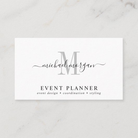 Minimal Script Monogram Event Planner 名刺 (正面)