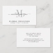 Minimal Script Monogram Floral Designer 名刺 (正面/裏面)
