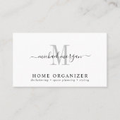 Minimal Script Monogram Home Organizer 名刺 (正面)