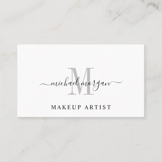 Minimal Script Monogram Makeup Artist 名刺 (正面)