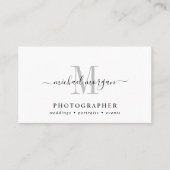 Minimal Script Monogram Photographer 名刺 (正面)