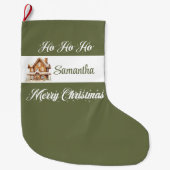 Minimal Script Personalized Christmas Stocking ラージクリスマスストッキング (正面)