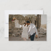 Minimal Script Photo Overlay Wedding 出欠カード (正面)