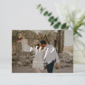 Minimal Script Photo Overlay Wedding 出欠カード (スタンド正面)