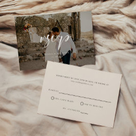 Minimal Script Photo Overlay Wedding 出欠カード