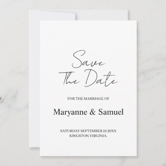Minimal Script Photo Save the Date セーブザデート (正面)