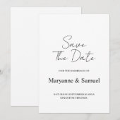 Minimal Script Photo Save the Date セーブザデート (正面/裏面)