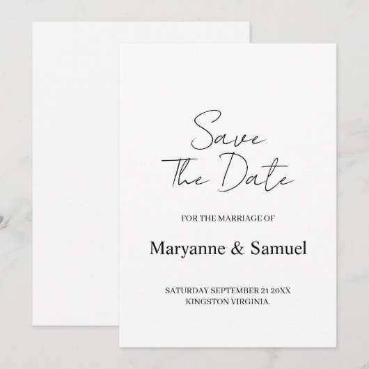 Minimal Script Photo Save the Date セーブザデート (正面/裏面)