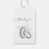 Minimal Script Thank You with Wedding Rings ギフトタグ (正面)