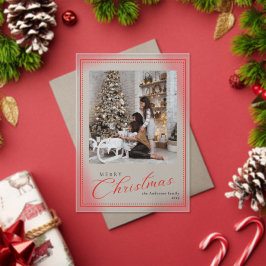 Minimal Script Vintage Merry Christmas Photo アクリル招待状