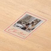 Minimal Script Vintage Merry Christmas Photo アクリル招待状 (レイダウン)