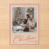 Minimal Script Vintage Merry Christmas Photo アクリル招待状 (正面)