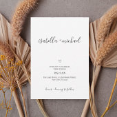 Minimal Script Wedding Invitation with Heart  招待状