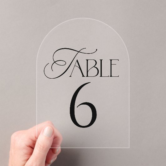 Minimal Script Wedding Table Number アクリル招待状 (インサイチュ (ポータブル))