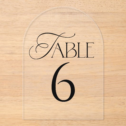 Minimal Script Wedding Table Number アクリル招待状 (正面)