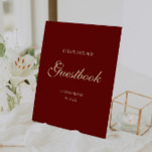 Minimal Script Wine Red "Sign Our Guestbook" 台座サイン