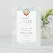 Minimal Seashells & Wedding Bells Bridal Shower 招待状 (スタンド正面)