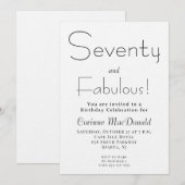 Minimal Seventy and Fabulous 70th Birthday Party 招待状 (正面/裏面)