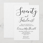 Minimal Seventy and Fabulous 70th Birthday Party 招待状 (正面/裏面)