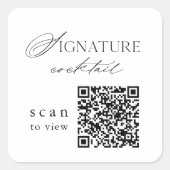 Minimal Signature Cocktail QR Code Wedding Sticker スクエアシール (正面)