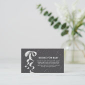 Minimal Silver Bow Winter Snow Books Baby Shower  エンクロージャーカード (スタンド正面)