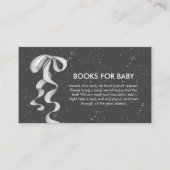 Minimal Silver Bow Winter Snow Books Baby Shower  エンクロージャーカード (正面)