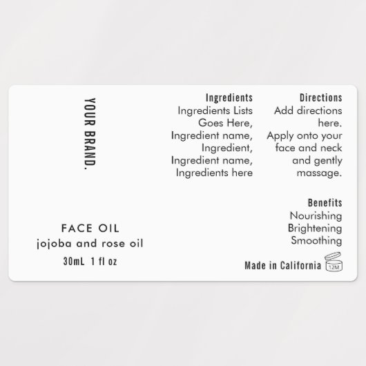 Minimal Simple 1oz 30ml Dropper Bottle Waterproof ラベル (デザイン2)