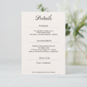 Minimal Simple Black and White Wedding Details エンクロージャーカード (スタンド正面)
