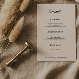 Minimal Simple Black and White Wedding Details エンクロージャーカード