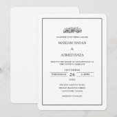 Minimal Simple Frame Black Script Muslim Wedding 招待状 (正面/裏面)