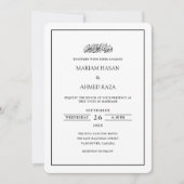 Minimal Simple Frame Black Script Muslim Wedding 招待状 (正面)