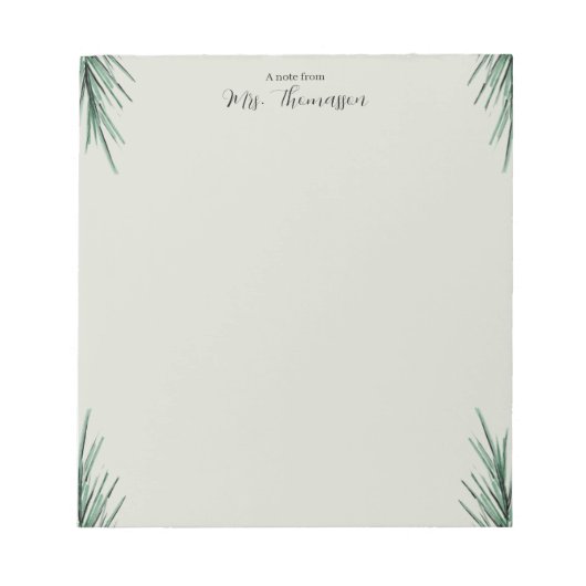Minimal Simple Palm Floral Teacher Notepad ノートパッド (正面)