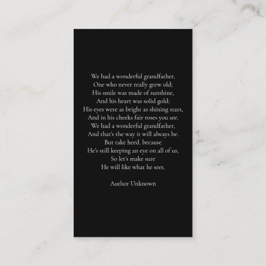 Minimal Simple Photo Memorial Sympathy Funeral 名刺 (裏面)