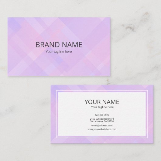 Minimal Simple Pink Purple Gradient Geometric Back 名刺 (正面/裏面)