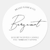 Minimal Simple Professional Candle Jar Lid Label ラウンドシール (正面)