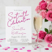 Minimal Sixtieth Celebration Pink Script Birthday  招待状