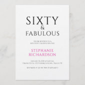 Minimal Sixty and Fabulous 60th Birthday Party  招待状 (正面)