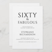 Minimal Sixty and Fabulous 60th Birthday Party 招待状 (正面/裏面)