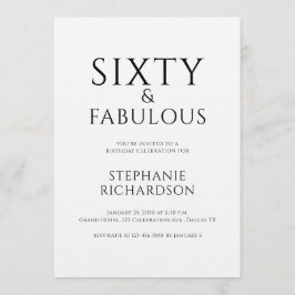 Minimal Sixty and Fabulous 60th Birthday Party  招待状