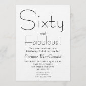 Minimal Sixty and Fabulous 60th Birthday Party 招待状 (正面)