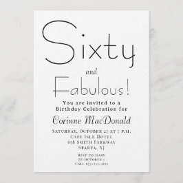 Minimal Sixty and Fabulous 60th Birthday Party 招待状
